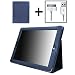 Kore Tech (TM) Leather Folio Case (Blue) for Apple The New iPad 3 / iPad 2 (Built-in magnet for sleep / awake feature) + (USB Sync/Charging Cable)