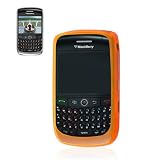 New Fashionable Perfect Fit Polymer Protector Skin Cover Cell Phone Case with Screen Protector for RIM Blackberry Curve 8900 AT&T, T-Mobile - ORANGE
