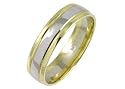 9ct 6mm Gents Yellow & White Gold Court Wedding Ring