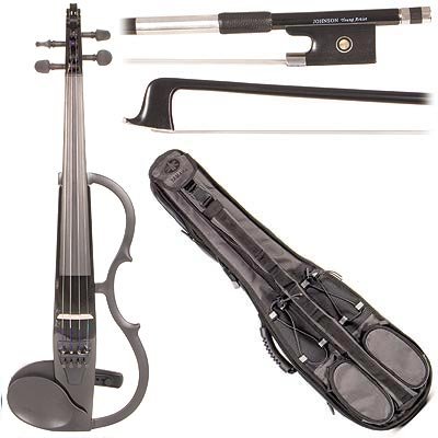 Yamaha SV-130 Concert Select Silent Electric Black 44 Violin Outfit including a Johnson String Young Artist Carbon Composite Bow and Yamaha Gray Gig Bag