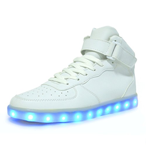 ToLFE Women High Top USB Charging LED Glow Shoes Flashing Sneakers