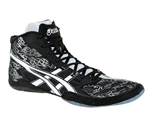 Asics Men's Snapdown Wide Wrestling Shoe, Black/Silver, 8 W US