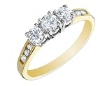 Diamond Engagement Anniversary Three Stone Ring 1/2 Carat (ctw) in 14K Yellow Gold (Certified)