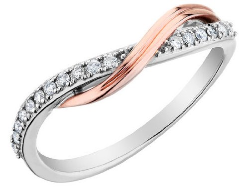 Diamond Promise Ring 1/10 Carat (ctw) in 10K White and Pink Gold