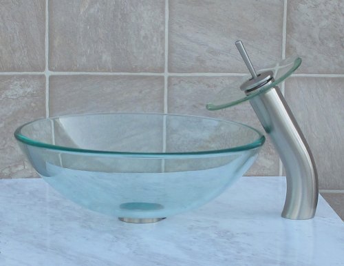 Bathroom ClearGlass Vessel Sink Faucet N12N04