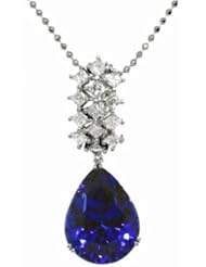 18K White Gold Tanzanite and Diamond Pendant -- LIFETIME WARRANTY