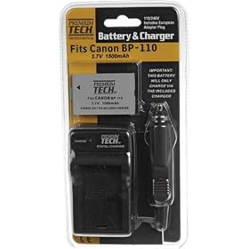 Premium Tech Rechargeable Battery for Canon BP-110 with Charger