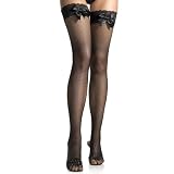 Lycra Fishnet Thigh High Nylon Stocking with Lace Top and Satin Bow