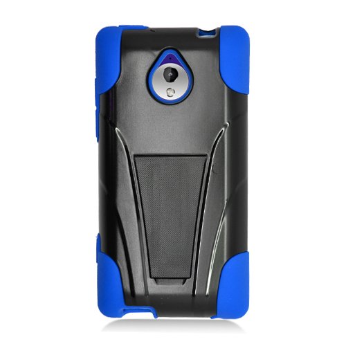 Eagle Cell Hybrid Case with Y Style Kickstand for HTC Tiara/8XT - Retail Packaging - Blue/Black