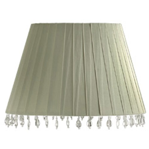 Laura Ashley SBD413 Aida 13.5 in. Wide Barrel Lamp Shade, Sage Green Ribbons with Beads, B8580