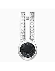 14K White Gold Round Cut Onyx and Diamond Pendant -- LIFETIME WARRANTY