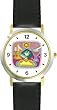 Shabbos or Sabbath Table Symbols No.2 Judaica Jewish Theme - WATCHBUDDY&reg; DELUXE TWO-TONE THEME WATCH - Arabic Numbers - Black Leather Strap-Size-Large ( Men's Size or Jumbo Women's Size )