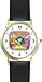 Shabbos or Sabbath Table Symbols No.2 Judaica Jewish Theme - WATCHBUDDY&reg; DELUXE TWO-TONE THEME WATCH - Arabic Numbers - Black Leather Strap-Size-Large ( Men's Size or Jumbo Women's Size )