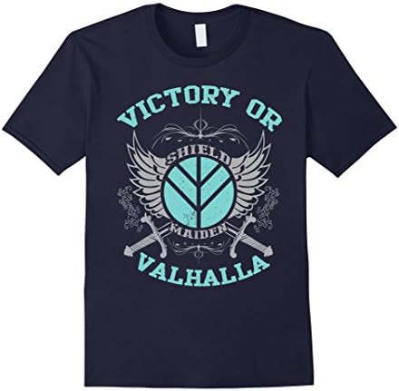 Men's Lagertha Shieldmaiden Shirt - Victory Or Valhalla T-Shirt Large Navy