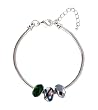 "Pandora" Style (B334) Starter Bracelet + 3 Beads - 8.25" (21 cms) - Silver Tone Metal ~ Emerald Green and Silver