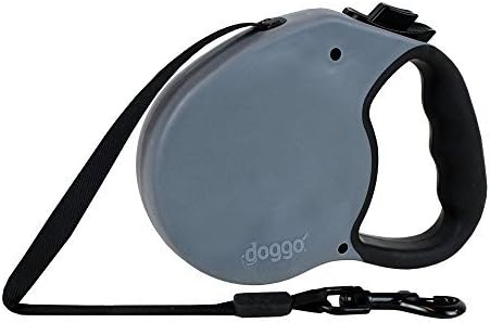 doggo Retractable Leash, 16ft belt, Large, Grey