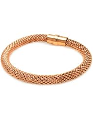 10MM Sterling Silver Italian Bracelets Rose Gold Plated Large Beaded Magnet Lock Bracelet 7.5 Inches