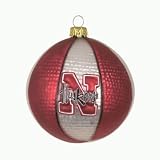 SC Sports NCAA Nebraska Cornhuskers Glass Basketball Ornament (Set of 2)