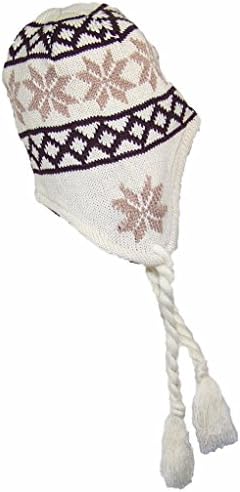 GMI Kids Diamond & Snowflake Pattern Ear Flap Beanie W/Fleece Lining (One Size) - Beige