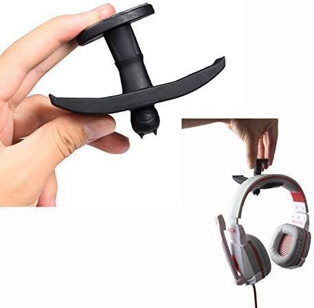 YaPear Headphone Stand, Heavy Duty Rubber Bat-Under-Desk Dual Headset Hooking Holder Mount with Adhesive Sticky for Home and Office (Black)