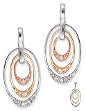 Oval Yellow Rose White Gold Plated C.Z. Diamond Drop Earrings