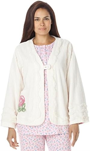 Only Necessities Women's Plus Size Robe, Bed Jacket Length In Plush Chenille
