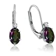 10K White Gold Mystic Topaz and Diamond Leverback Earrings 1ct tw