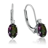 10K White Gold Mystic Topaz and Diamond Leverback Earrings 1ct tw