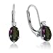 10K White Gold Mystic Topaz and Diamond Leverback Earrings 1ct tw