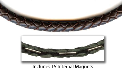 Suki PRO Braided Leather Magnet Therapy Necklace - 6mm (1/4") Dark Brown, 18" Length with Magnetic Clasp
