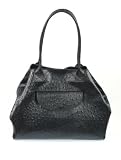 Sac &agrave; bandouli&egrave;re XL coloris noir simili cuir autruche