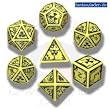 Q-Workshop Polyhedral 7-Die Set: Carved Nuke Dice Set (Yellow and Black)