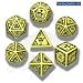 Q-Workshop Polyhedral 7-Die Set: Carved Nuke Dice Set (Yellow and Black)
