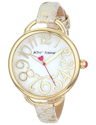 Betsey Johnson Womens BJ00067-26 Analog Metallic Leather Strap Watch