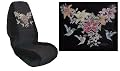 Car Truck SUV Hummingbird Print Seat Covers 2 Black Universal Hummingbird with Floral Print Vehicle Bucket Seatcovers