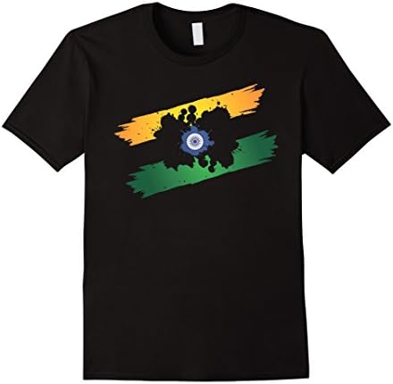 Men's India Flag t shirt patriotic tee for men women boys girls 2XL Black
