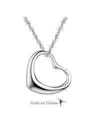 Perfect Love Open Heart [Large Size] White Gold Plated 925 Sterling Silver Pendant Necklace