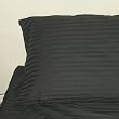 500 Thread Count Sateen Stripe Egyptian Cotton Pillow Case King Size. Black