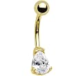 Gold Plated Clear 7mm Cz Teardrop Belly Ring