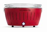 LotusGrill XL (Feuerrot) der rauchfreie Holzkohlegrill/Tischgrill in verschiedenen fröhlichen Farben. Neueste Technik mit Turboboostsystem (25 % mehr Leistung) + inkl. Magic Cover Ø 24 cm!