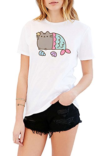 Pusheen The Cat Mermaid Juniors White T-shirt