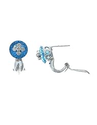 7.16CTW 14K White Gold Genuine Natural Blue Topaz and Diamond French Clip Earrings