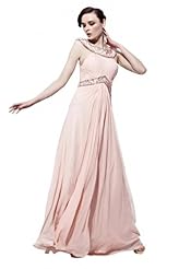 A-line Beaded Sleeveless Cocktail Floor Length Chiffon Round Neck Homecoming Dress/Pageant Dress/Prom Dress/Party Dress/Wedding Dress 