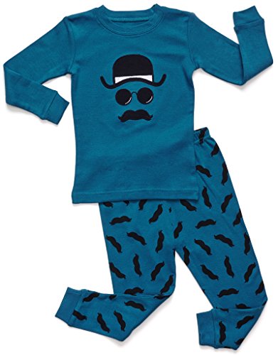 Leveret Little Boys Mustache 2 Piece Children Pajama 100% Cotton (12M-5Y)