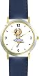 Blue Ballerina Ballet Dancer No.2 - WATCHBUDDY&reg; DELUXE TWO-TONE THEME WATCH - Arabic Numbers - Blue Leather Strap-Children's Size-Small ( Boy's Size & Girl's Size )