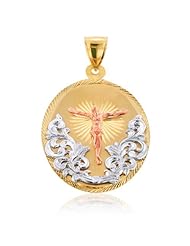 14K Tri-Color Oval Shaped Jesus Christ Pendant 39mm x 66mm
