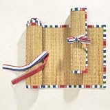 Patio Stripe Straw and Fabric Table Runner 54-in