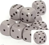 Opaque 16mm d6 Dark Grey/black Pipped Dice