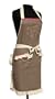 Natural Life Linen 33-1/2 by 29-1/2-Inch Apron with Ruffle, Be Happy, Brown