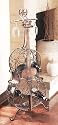 Wine Cabinet with Cello Design in Antique Black and Gold Finish